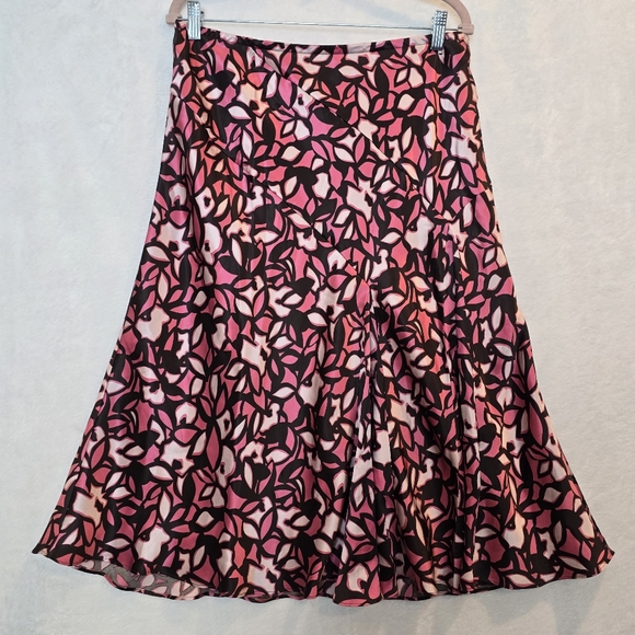 Lane Bryant Dresses & Skirts - LANE BRYANT 100% Silk Skirt Womens 14/16 Brown Pink Abstract Flowy Slimming
